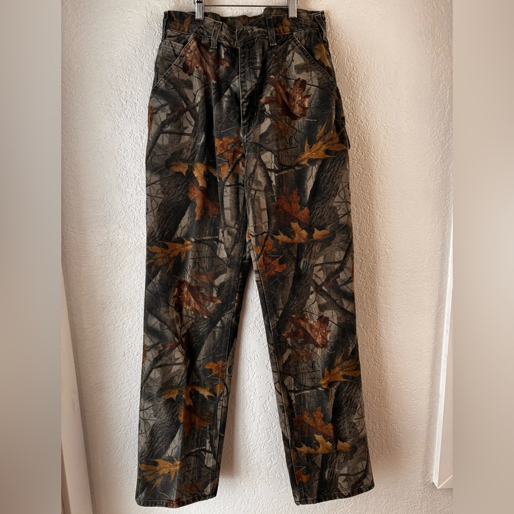 Vintage Carhartt Men's Woodland Camo Dungaree Fit Carpenter Pants